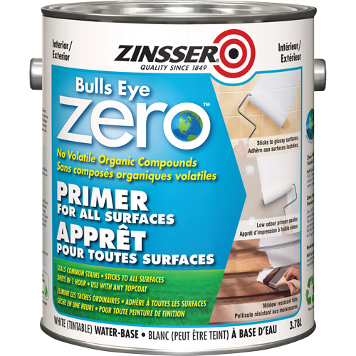 Bulls Eye Zero Low VOC Primer, 3.78 L, Gallon, Tintable White Southpoint Industrial Supply
