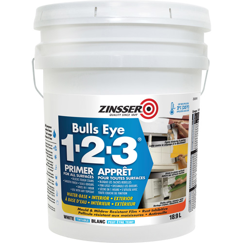 Appr&ecirc;t &agrave; base d'eau Bulls Eye 1-2-3, 18,9 L, Seau, Blanc Southpoint Industrial Supply