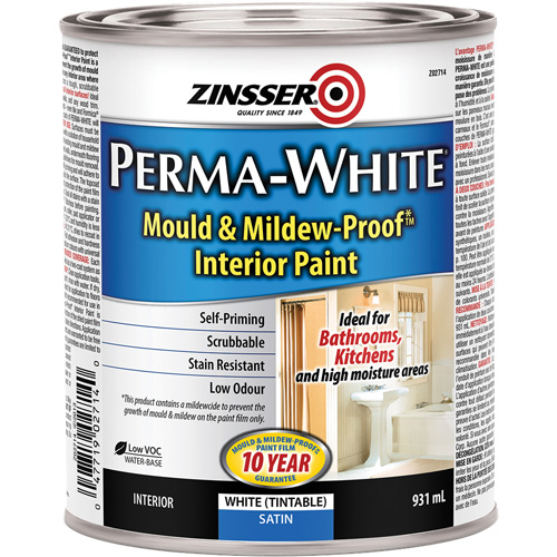 Perma-White&reg; Mold & Mildew-Proof Interior Paint, 931 ml, Can, White Southpoint Industrial Supply
