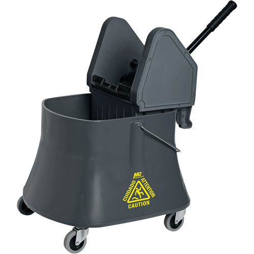 Ensemble de seau pour vadrouille et essoreuse Champ, Pression vers le bas, 10 gal. US (40 pintes), Gris Southpoint Industrial Supply