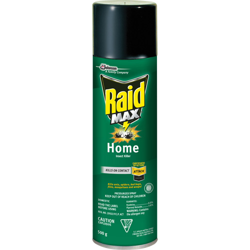 Raid&reg; Max&reg; Home Insect Killer Insecticide, 500 g, Aerosol Can, Solvent Base Southpoint Industrial Supply