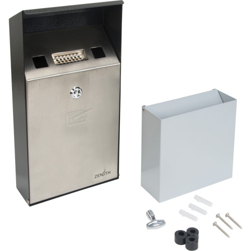 Smoking Receptacle, Wall-Mount, Stainless Steel, 1 Litre Capacity, 11-4/5" Height Southpoint Industrial Supply