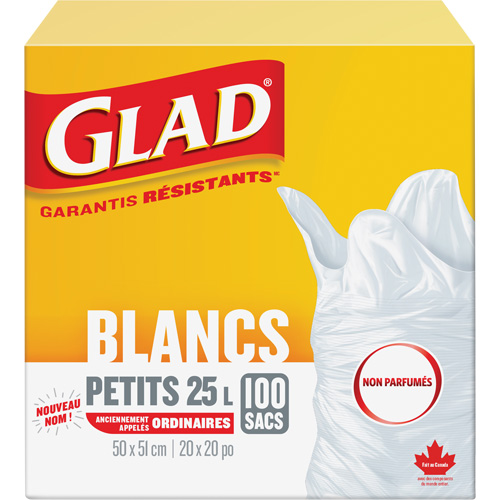 Small 25L Unscented Garbage Bags, Regular, 20" W x 20" L, White Southpoint Industrial Supply