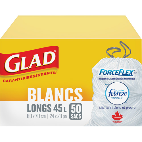 Tall 45L Febreze Garbage Bags, Regular, 24" W x 28" L, White Southpoint Industrial Supply