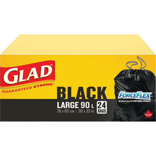 90L Garbage Bags, Regular, 30" W x 33" L, Black Southpoint Industrial Supply