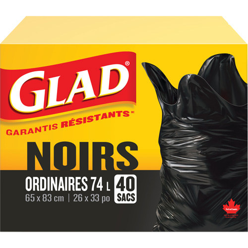 Sacs &agrave; ordures 74 L, R&eacute;gulier, 26" la x 33" lo, Noir Southpoint Industrial Supply