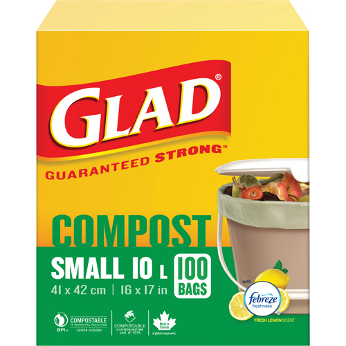 Small Compostable Bags, Regular, 17" L x 16" W, Brown, 10 L (3 Gal.) Capacity Southpoint Industrial Supply