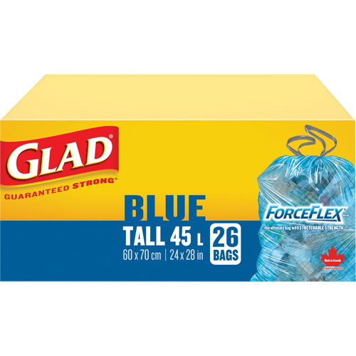 Sacs de recyclage 45 L, R&eacute;gulier, 24" la x 28" lo, Bleu Southpoint Industrial Supply