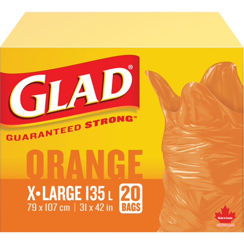 135L Garbage Bags, Regular, 31" W x 42" L, Orange Southpoint Industrial Supply