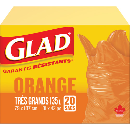 135L Garbage Bags, Regular, 31" W x 42" L, Orange Southpoint Industrial Supply