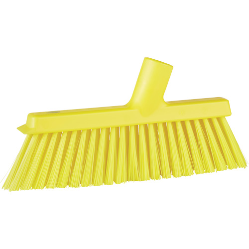 Dustpan Broom with Angled Thread, Medium Bristles, 10", Polyester, Yellow Southpoint Industrial Supply