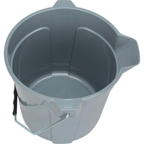Seau rond avec bec verseur, Capacit&eacute; de 2,64 gal. US (10,57 pintes), Gris Southpoint Industrial Supply