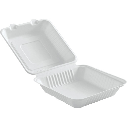 Contenants &agrave; charni&egrave;re pour nourriture compostable, Bagasse, Carr&eacute;e Southpoint Industrial Supply