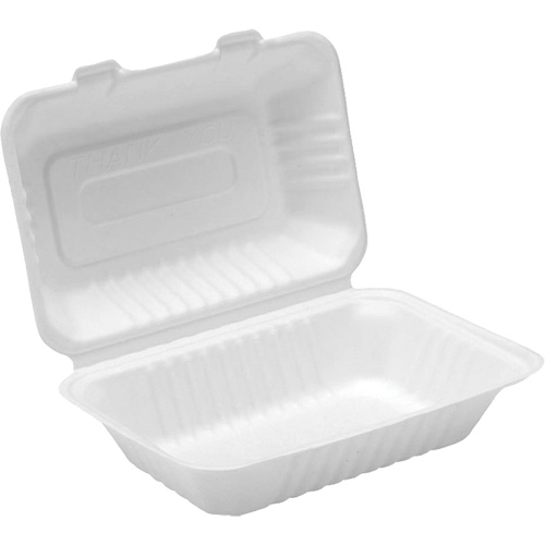 Contenants &agrave; charni&egrave;re pour nourriture compostable, Bagasse, Rectangulaire Southpoint Industrial Supply