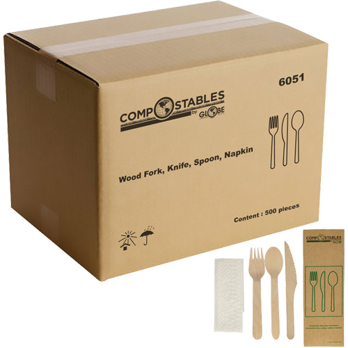 Wood Cutlery Set in Paper Bag Southpoint Industrial Supply