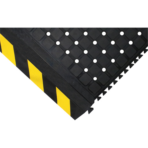 Hog Heaven&reg; Drainable Linkable Mat - Middle, Corrugated, 3' x 3-2/3' x 3/4", Black/Yellow, Nitrile Southpoint Industrial Supply