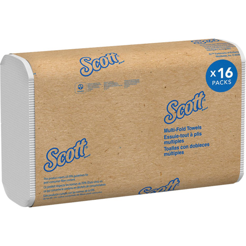 Scott&reg; 100% Recycled Fiber Multifold Paper Towels, 1 Ply, 9-2/5" L x 9-1/5" W, 250 /Pack Southpoint Industrial Supply