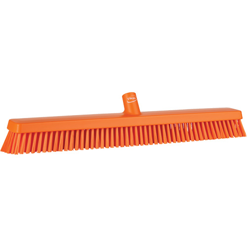 Heavy-Duty Push Broom, Fine/Stiff Bristles, 24", Orange Southpoint Industrial Supply