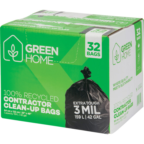 Green Home Garbage Bags, Strong, 33" W x 48" L, 3 mils, Black, 159 L (42 Gal.) Capacity Southpoint Industrial Supply