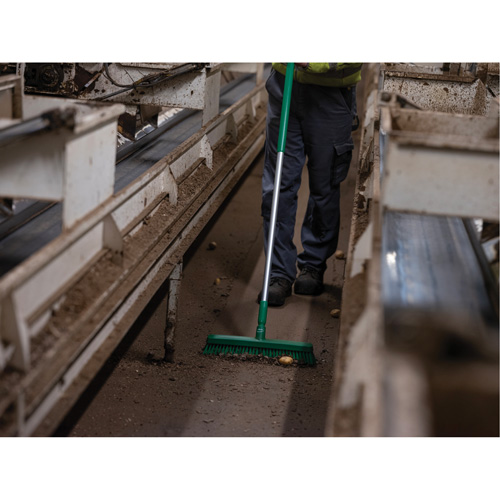 Push Broom Head, Fine/Stiff Bristles, 16-1/2", Polyester/Polypropylene, Green Southpoint Industrial Supply