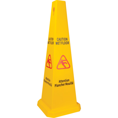 Wet Floor Safety Cone, Bilingual with Pictogram Southpoint Industrial Supply