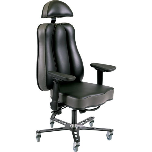 Chaise ergonomique 24 h Synergo II, Vinyle, Noir/gris, Capacit&eacute; 350 lb Southpoint Industrial Supply