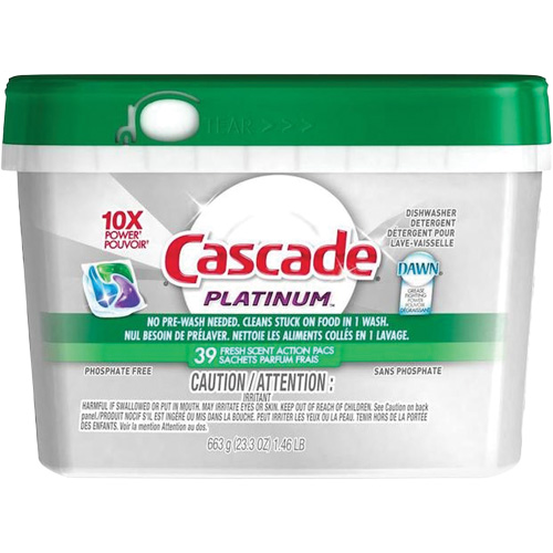 D&eacute;tergent pour lave-vaisselle Platinum ActionPacs, Capsules, 663 g, Fraîcheur Southpoint Industrial Supply