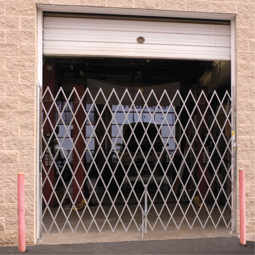 Galvanized Folding Security Gates, Fixed Single Folding, 9' L x 7' H Expanded Southpoint Industrial Supply