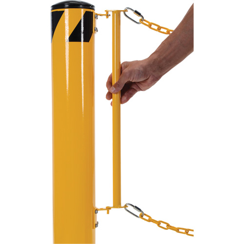 Dock Chain Barrier Bollard System, Steel, 42" H x 6-5/8" W, Yellow Southpoint Industrial Supply