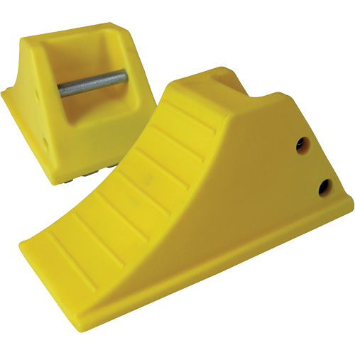 40 Ton Large Equipment Wheel Chock with Grip Pads, Urethane, Yellow Southpoint Industrial Supply