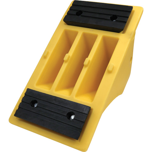75 Ton Large Equipment Wheel Chock with Grip Pads, Urethane, Yellow Southpoint Industrial Supply