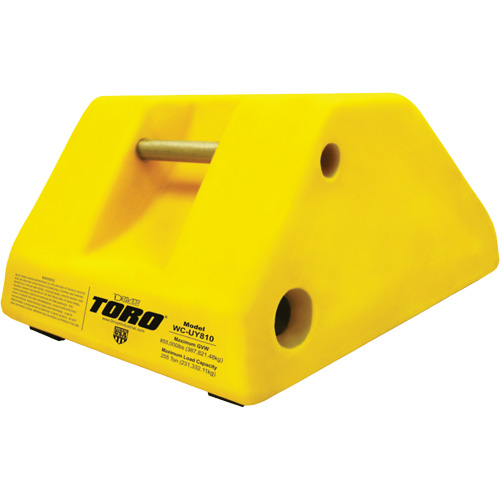 255 Ton Large Equipment Wheel Chock with Handle & Hole, Urethane, Yellow Southpoint Industrial Supply