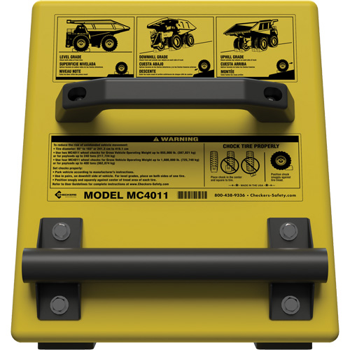 Cale de roue ultra-robuste pour l'exploitation mini&egrave;re Checkers Safety, PEHD, Jaune, 14-1/2" la x 17-1/2" p x 16" h Southpoint Industrial Supply