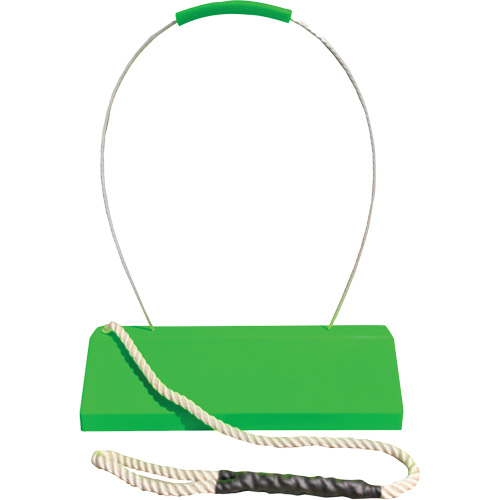 Cale de roue pour avion Checkers Safety SafeRay avec poign&eacute;e ergonomique &agrave; cordage en boucle, Ur&eacute;thane, Vert fluorescent, 24" la x 8" p x 6" h Southpoint Industrial Supply