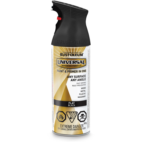 Peinture-&eacute;mail et couche de fond Universal, Noir, Tr&egrave;s mat, Canette a&eacute;rosol Southpoint Industrial Supply