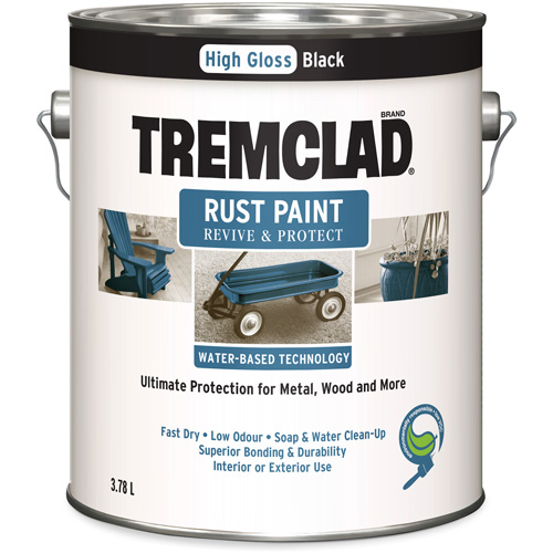 Peinture antirouille &agrave; base d'eau Tremclad, 3,78 L, Gallon, Noir Southpoint Industrial Supply
