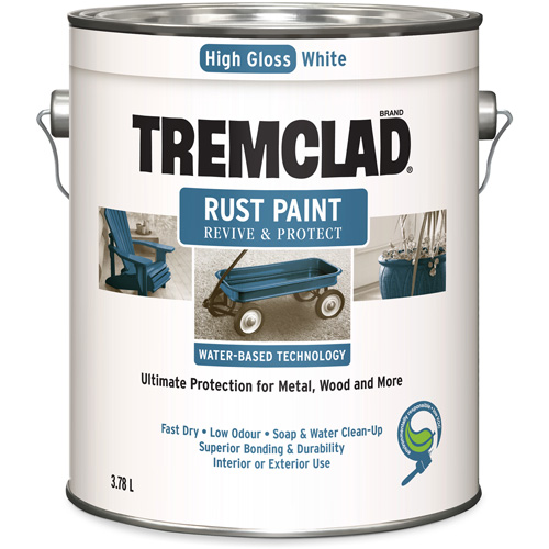 Tremclad&reg; Water-Based Rust Paint, 3.78 L, Gallon, White Southpoint Industrial Supply