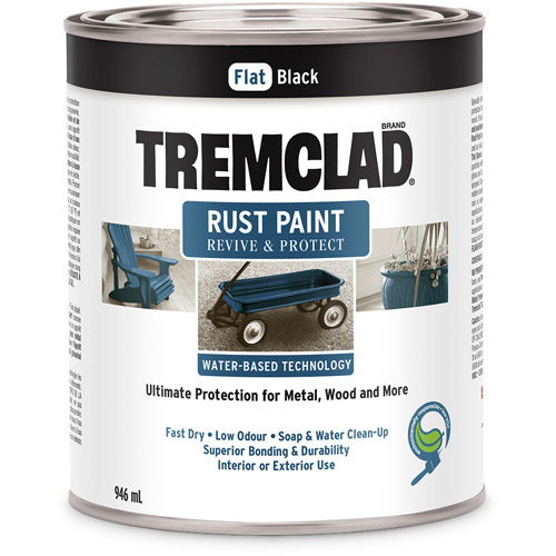 Peinture antirouille &agrave; base d'eau Tremclad, 946 ml, Canette, Noir Southpoint Industrial Supply