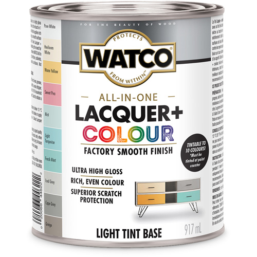 Composant de base clair pour finition laqu&eacute;e + couleur tout-en-un Watco, 946 ml, Base &agrave; ton clair, Tr&egrave;s brillant Southpoint Industrial Supply