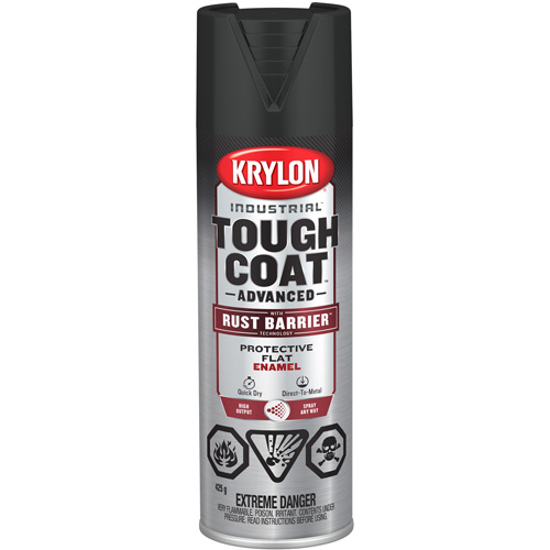 Tough Coat&reg; Advanced Paint with Rust Barrier Technology, Black, Flat, 425 g, Aerosol Can Southpoint Industrial Supply