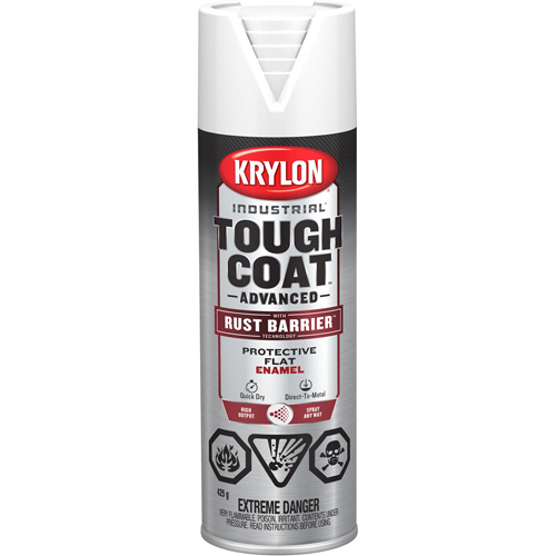 Tough Coat&reg; Advanced Paint with Rust Barrier Technology, White, Flat, 425 g, Aerosol Can Southpoint Industrial Supply