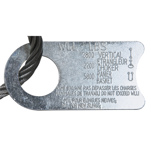 &eacute;lingue de levage &agrave; c&acirc;ble m&eacute;tallique - deux boucles, galvanis&eacute; Southpoint Industrial Supply