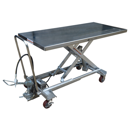 Pneumatic Hydraulic Scissor Lift Table, Stainless Steel, 63" L x 31-1/2" W, 1000 lbs. Cap. Southpoint Industrial Supply