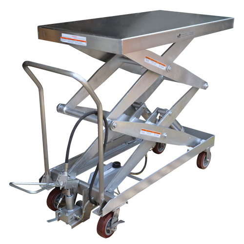 Pneumatic Hydraulic Scissor Lift Table, Stainless Steel, 47-1/4" L x 24" W, 1500 lbs. Cap. Southpoint Industrial Supply