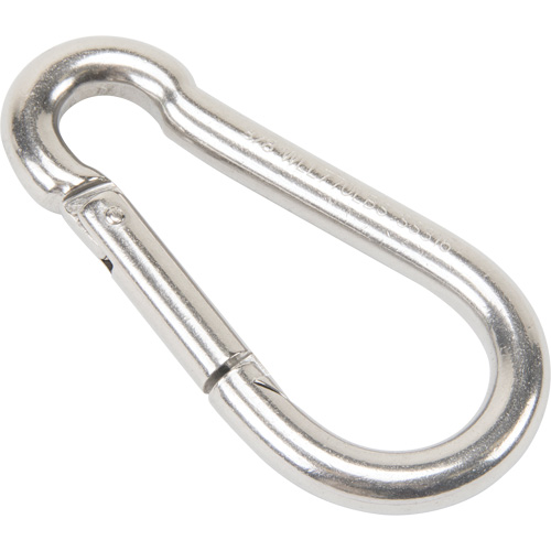 Mousqueton en acier inoxydable, 770 lb (0,385 tonne) Charge d'utilisation max., 3/8" Taille, 5/8" Oeil Southpoint Industrial Supply