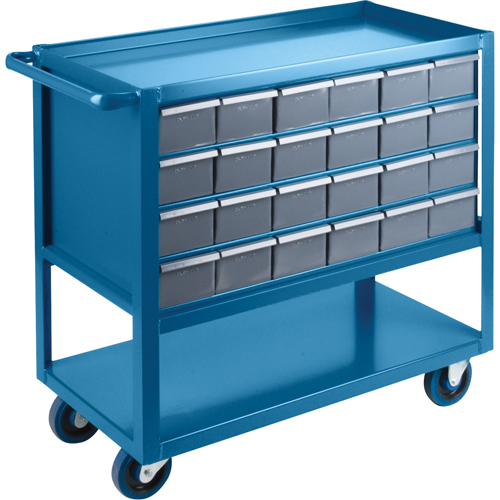 Drawer Shelf Cart, 1200 lbs. Capacity, Steel, 18" x W, 35" x H, 36" D, Rubber Wheels, All-Welded, 24 Drawers Southpoint Industrial Supply