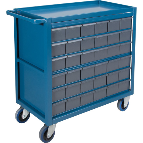 Chariot &agrave; tablette avec tiroir, 1200 lb Capacit&eacute;, Acier, 18" x la, 35" x ha, 36" p, Roues en Caoutchouc, Enti&egrave;rement soud&eacute;, 36 tirroirs Southpoint Industrial Supply