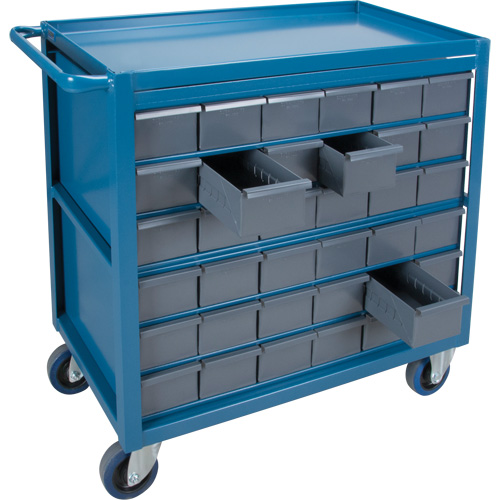 Chariot &agrave; tablette avec tiroir, 1200 lb Capacit&eacute;, Acier, 18" x la, 35" x ha, 36" p, Roues en Caoutchouc, Enti&egrave;rement soud&eacute;, 36 tirroirs Southpoint Industrial Supply
