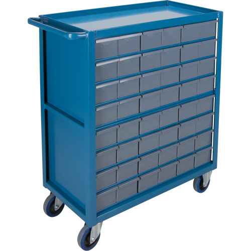 Drawer Shelf Cart, 1200 lbs. Capacity, Steel, 18" x W, 35" x H, 36" D, Rubber Wheels, All-Welded, 48 Drawers Southpoint Industrial Supply