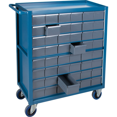 Drawer Shelf Cart, 1200 lbs. Capacity, Steel, 18" x W, 35" x H, 36" D, Rubber Wheels, All-Welded, 48 Drawers Southpoint Industrial Supply